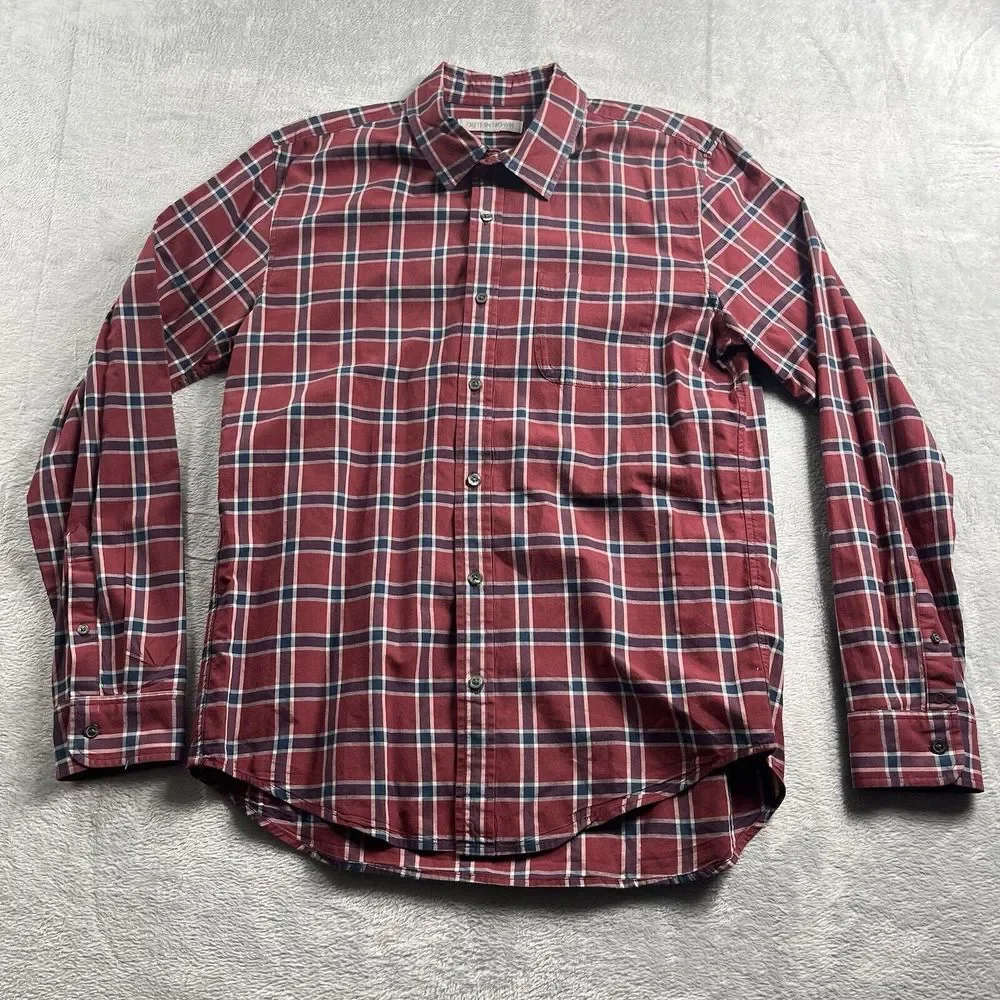 Outerknown Men's Small Red‎ Plaid Long Sleeve Casual Button Up Shirt